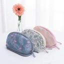 Bolsa de cosméticos ovalada para mujer de dos compartimentos de oxford y nylon Dos compartimentos con cremallera Lazos para pinceles y bolsillo 8