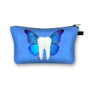 Bolsa de cosméticos para mujer con estampado de dientes sonrientes Estuche de poliéster con cremallera y fondo ampliado Tamaño 13 x 21,5 cm 7