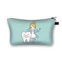 Bolsa de cosméticos para mujer con estampado de dientes sonrientes Estuche de poliéster con cremallera y fondo ampliado Tamaño 13 x 21,5 cm 9