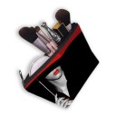 Bolsa de cosméticos para mujer con estampado en blanco y negro y detalles rojos Motivos de ciudades, paraguas y rosas Bolsa de poliéster 22