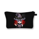 Bolsa de cosméticos para mujer con motivo de brujería y Halloween 13 x 21,5 cm Forma plana con cremallera y asa Estampado llamativo Poliéster 2