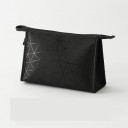Bolsa de cosméticos para mujer con patrón geométrico de triángulos. Bolsa de piel PU con cremallera para maquillaje y productos de tocador, ideal 16
