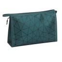 Bolsa de cosméticos para mujer con patrón geométrico de triángulos. Bolsa de piel PU con cremallera para maquillaje y productos de tocador, ideal 20