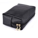 Bolsa de cosméticos para mujer de cuero PU en forma de prisma 17 x 11 x 6 cm Cremallera con tirador dorado Estuche elegante para maquillaje 8
