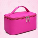Bolsa de cosméticos para mujer en forma de maleta con asa Tela Oxford Cremallera de dos deslizadores Tiradores metálicos Fondo plano 3