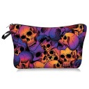 Bolsa de cosméticos para mujeres con estampado de calaveras decoradas Bolsa de poliéster con cremallera y lazo Interior negro 13,5 x 22 cm 4