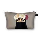 Bolsa de cosméticos para mujeres con estampado de mujer en hiyab Estuche de poliéster para maquillaje y pequeños artículos con cremallera 7