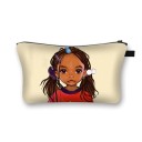 Bolsa de cosméticos para mujeres con impresión ilustrada Retratos de mujeres y motivos africanos Bolsita de poliéster con cremallera 13 x 21,5 cm 14