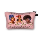 Bolsa de cosméticos para mujeres con impresión ilustrada Retratos de mujeres y motivos africanos Bolsita de poliéster con cremallera 13 x 21,5 cm 15
