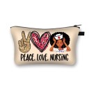 Bolsa de cosméticos para mujeres con impresión ilustrada Retratos de mujeres y motivos africanos Bolsita de poliéster con cremallera 13 x 21,5 cm 24