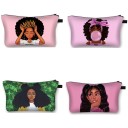 Bolsa de cosméticos para mujeres con impresión ilustrada Retratos de mujeres y motivos africanos Bolsita de poliéster con cremallera 13 x 21,5 cm 31