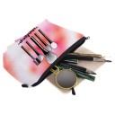 Bolsa de cosméticos para mujeres para maquillaje 13,5 x 22 cm Impresión de brochas de maquillaje con la inscripción makeup Degradado en rosa y blanco 2