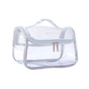 Bolsa de cosméticos transparente para mujer con asa Cierre con cremallera de dos deslizadores Bordes ribeteados PVC transparente Forma 1