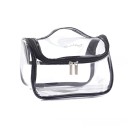 Bolsa de cosméticos transparente para mujer con asa Cierre con cremallera de dos deslizadores Bordes ribeteados PVC transparente Forma 2