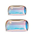 Bolsa de cosméticos transparente para mujeres con efecto holográfico Brillo arcoíris Cierre de cremallera Forma redondeada Material PVC 2