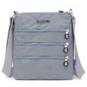 Bolsa de hombro cruzada plana para mujer de nylon Tres bolsillos frontales con cremallera Bolsillos interiores Correa ajustable 4