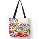 Bolsa de linho feminina com estampado floral e silhuetas femininas Bolsa quadrada com duas alças pretas e motivo romântico 40 x 40 cm 4