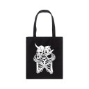 Bolsa de lona feminina com impressão de esqueleto 35 x 40 cm Bolsa de compras com duas alças longas Ilustração em contraste com a inscrição 8
