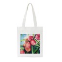 Bolsa de lona para mujer con estampado de duraznos 35 x 40 cm Bolsa de compras de hombro con largas asas Tono natural claro de lona Motivo de fruta 3