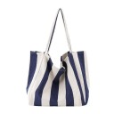 Bolsa de lona para mujer con patrón a rayas Gran bolsa de compras suave Asas largas Lona y poliéster 39 x 35 x 21 cm 7