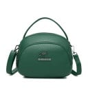 Bolsa de mano crossbody para mujer de forma redondeada con asa superior y correa Más compartimentos con cremallera Cuero PU granulada 21 4