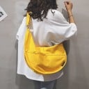 Bolsa de mano cruzada para mujer de lona Gran bolsa de hombro en forma de media luna Cierre con cremallera Correa ancha ajustable 50 x 4