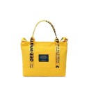 Bolsa de mano de lona para mujer 32 x 25 x 6 cm Bolsa con dos asas de correas impresas Parche en la parte frontal Lona y poliéster 4