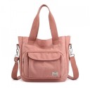 Bolsa de mano y hombro para mujer Bolsa de tela y poliéster Bolsillo frontal con solapa Correa ajustable 31 x 28 x 11 cm 3