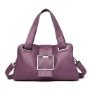 Bolsa de mão e de ombro em pele para senhora Fivela quadrada decorativa Duas alças e alça K pele e poliéster Dimensões 32 x 18 x 13 cm 4