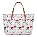 Bolsa de mão feminina em neoprene e algodão com estampado de enfermeiras e motivos de saúde Duas alças castanhas Dimensões 39 x 29 x 11,5 cm 4