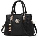 Bolsa de mão feminina em pele sintética Bolsa elegante com medalhão decorativo e pendente Alça ajustável 30 x 23 x 13,5 cm 1