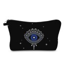 Bolsa de maquilhagem feminina com estampado de olho estilizado. Bolsa com fecho de correr em poliéster com fundo alargado. Dimensões de 22 x 5 x 3