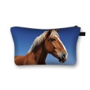 Bolsa de maquillaje para mujeres con estampado de caballos Estuche con cremallera y asa Poliéster 13 x 21,5 cm Para cosméticos, brochas y pequeños 3