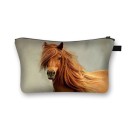 Bolsa de maquillaje para mujeres con estampado de caballos Estuche con cremallera y asa Poliéster 13 x 21,5 cm Para cosméticos, brochas y pequeños 4