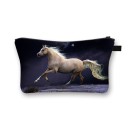 Bolsa de maquillaje para mujeres con estampado de caballos Estuche con cremallera y asa Poliéster 13 x 21,5 cm Para cosméticos, brochas y pequeños 5