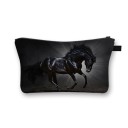 Bolsa de maquillaje para mujeres con estampado de caballos Estuche con cremallera y asa Poliéster 13 x 21,5 cm Para cosméticos, brochas y pequeños 21