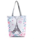 Bolsa de mujer con estampado de monumentos famosos y ciudades históricas Bolsa de poliéster de 27 x 37 x 8 cm con asas grises Forma rectangular 4