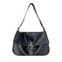 Bolsa de mujer cruzada con solapa 30 x 18 x 9 cm De cuero PU artificial Correa decorativa con hebilla metálica Bolsillo interior con cremallera 1