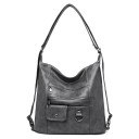 Bolsa de mujer de hombro de cuero sintético Forma hobo suave Bolsillos con cremallera y bolsillo con solapa Correa larga con mosquetones 3