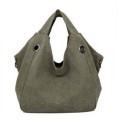 Bolsa de mujer de lona y algodón 35 x 32 cm Saco suave con dos asas para la mano Ojales metálicos en la parte delantera y anillos 1