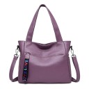 Bolsa de mujer para llevar al hombro 34 x 29 x 11,5 cm Dos asas Correa desmontable con mosquetones Bolsillo frontal Cinta decorativa 3
