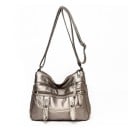 Bolsa de mujer tipo crossbody con bolsillos con cremallera en la parte delantera y trasera Correa ajustable de PU 26 x 20 x 11 cm 8