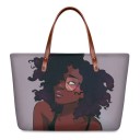 Bolsa de neopreno para mujer con impresión del retrato ilustrado de una chica 39 x 11,5 x 29 cm Gran bolso de mano con asas marrones y un motivo 12