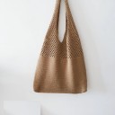 Bolsa de ombro de tricot para senhora em algodão Padrão perfurado na parte superior Alça larga Grande bolsa macia para o dia a dia 36 2