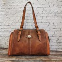 Bolsa de ombro feminina com alças longas Fivelas decorativas e pesponto contrastante Aspeto vintage Couro PU artificial 35 x 24 x 11 cm 3
