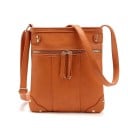 Bolsa de ombro feminina com bolso frontal com fecho Forma retangular plana Alça ajustável Tachas metálicas Pele PU 23 x 26 cm 2
