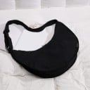 Bolsa de ombro feminina em lona Grande bolsa cruzada em forma de meia-lua Fecho com zíper Larga alça ajustável 50 x 13 x 40 cm 1