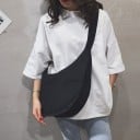 Bolsa de ombro feminina em lona Grande bolsa cruzada em forma de meia-lua Fecho com zíper Larga alça ajustável 50 x 13 x 40 cm 7