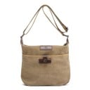 Bolsa de ombro feminina em tela e poliéster com laço de fecho metálico Alça com fivela metálica Emblema decorativo Dimensões 30 x 23 x 10 cm 3