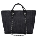 Bolsa de ombro grande para senhora 31 x 24 x 16 cm Duas alças curtas Alças de corrente entrelaçadas com fita Lona e poliéster 8
